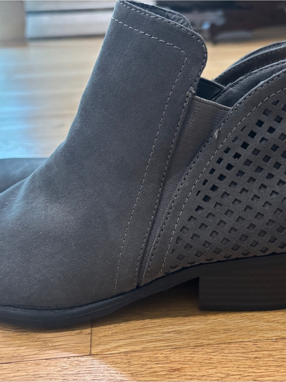 MIA Grey Suede Perforated Ankle Bootie